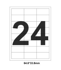 Etichete autoadezive A4, 100 foi, 24 buc, 64,6*33,8 mm